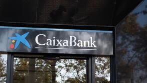Barcelona, Spain - 5 November 2021: CaixaBank Bank sign outdoor building, Illustrative Editorial.
