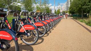 Santander bike hire, stratford, london, uk