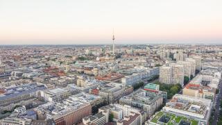Aerial view over the city of Berlin Germany
