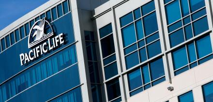 A logo sign outside of a facility occupied by the Pacific Life Insurance Company in Aliso Viejo, California, on December 9, 2017.
