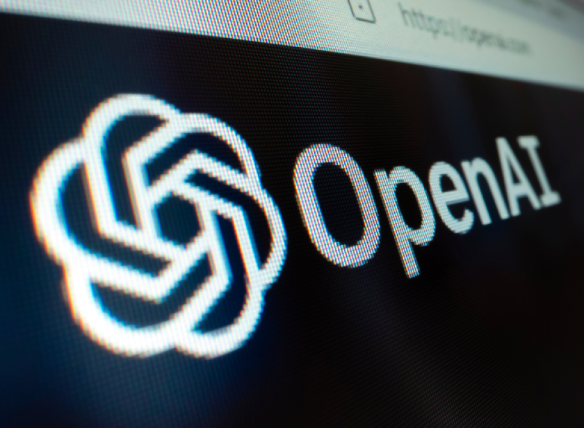 Close-up view of OpenAI logo on its website, shot with macro probe lens