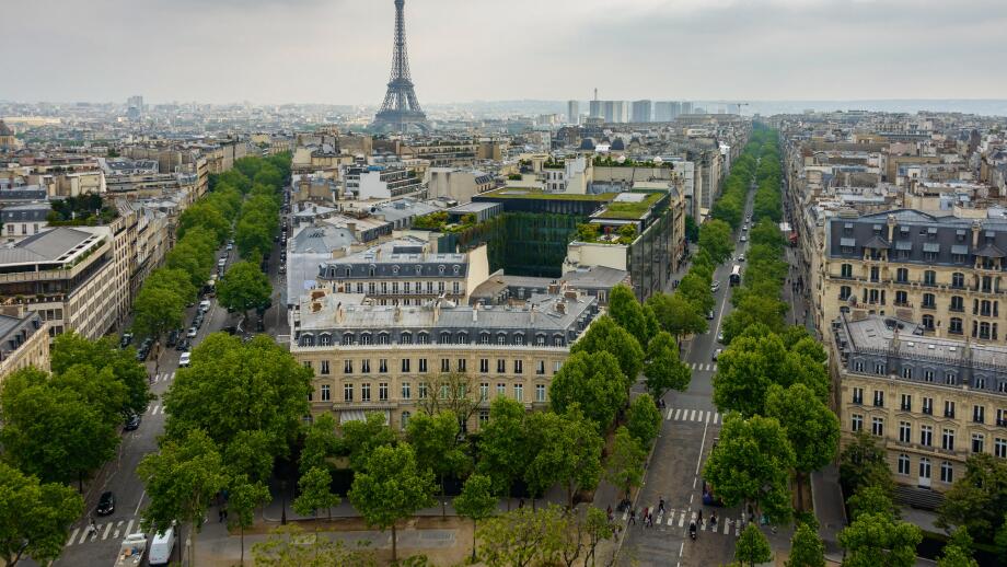 Iena Avenue, Kleber Avenue and the Eiffel Tower in Paris, France