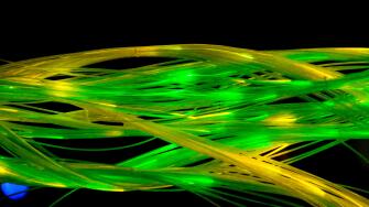 Colorful yellow and green fiber optics transparent tubes