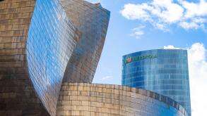 Iberdrola building seen through the gugguenheim Bilbao-Basque country-Spain.11-3-024