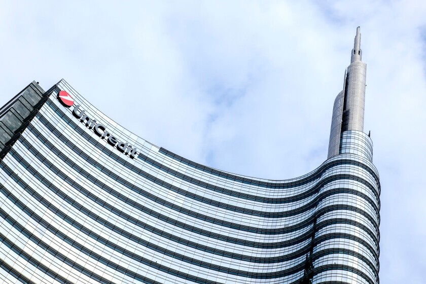 UniCredit Tower, headquarters of the Italian bank UniCredit, Milan, Lombardy, Italy