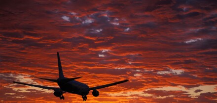 Aircraft landing at Heathrow UK
