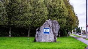 The sign for CRH, Cement Roadstone  Holdings outside their offices in Belgard  Road, Dublin, Ireland.