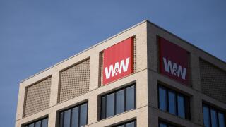 05 April 2024, Baden-Wurttemberg, Kornwestheim: The logo of the financial group Wustenrot & Wurttembergische Group (W&W) can be seen on the company campus. Photo: Marijan Murat/dpa