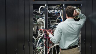 Man working in data center