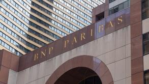 New York City, NY, USA - August 20, 2022: BNP Paribas bank branch office on 7th Ave. in New York City, NY, USA.