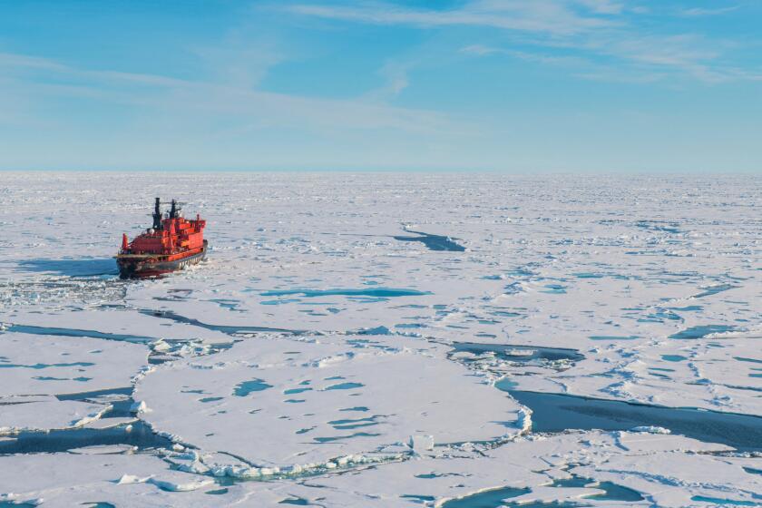 Ice breaker in North Pole, Arctic