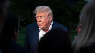 United States President Donald J Trump speaks to the media as he returns to the White House in Washington, DC, after a trip to Florida, May 4, 2025Credit: Chris Kleponis/Pool via CNP /MediaPunch