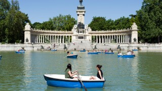 Boating lake at Retiro park, Madrid, Spain