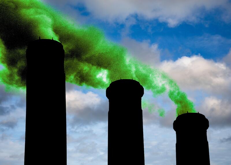 Greenwashing of the coal industry, conceptual image