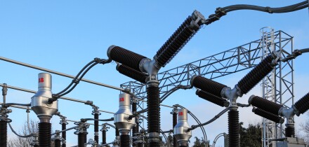 Electricity sub-station at Knaresborough, Yorkshire, UK