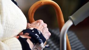 Elderly woman in a care home UK