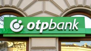 BUDAPEST - JAN 20: Logotype of OTP Bank over the entrance in Budapest, January 20. 2022 in Hungary. OTP Bank Group is one of the largest independent f