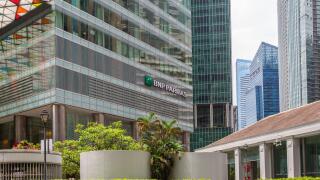 Logo of BNP Paribas Asset Management Singapore Limited located at financial are at Raffles Place.
