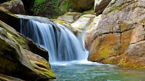Pellice Valley, Turin province, Piedmonte, Italy, Waterfall on the Creek Angrogna
