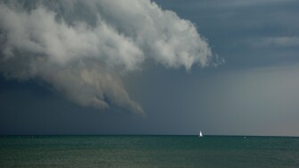Storm Clouds over lake Michigan as seen from Greenwood Beach in Evanston, IL. Image shot 07/2009. Exact date unknown.