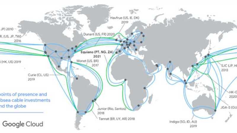 Google Equiano subsea cable map