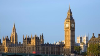 UK London Big Ben and Westminster bridge viewed over the river Thames