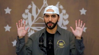 El Salvador's President Nayib Bukele speaks at a news conference before casting his vote during the municipal and parliamentary elections in San Salvador, El Salvador, February 28, 2021. REUTERS/Jose Cabezas