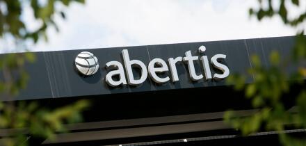 A logo sign outside of the headquarters of Abertis Infraestructuras in Barcelona, Spain on August 24, 2017.