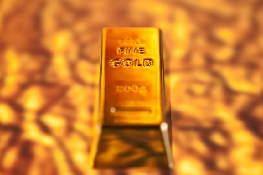 Gold Bar on a molten gold background