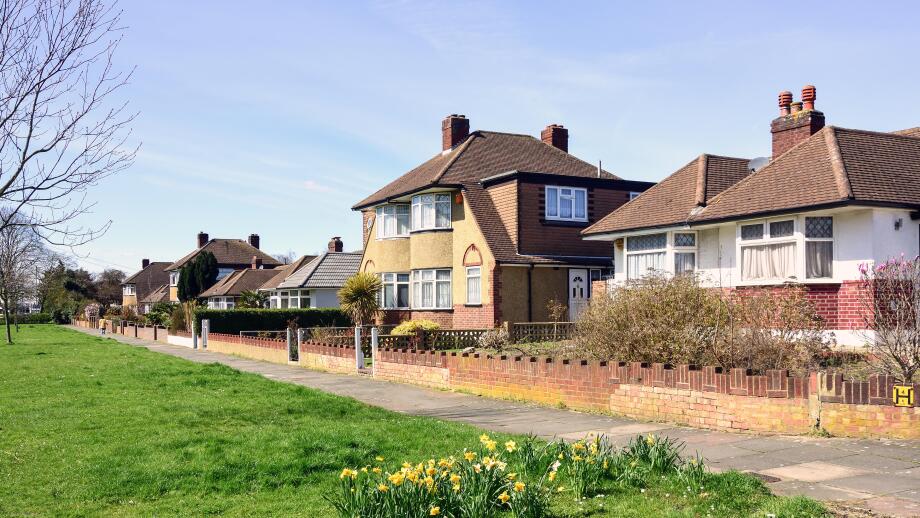 Houses on Staines Road, Bedfont, London Borough of Hounslow, Greater London, England, United Kingdom