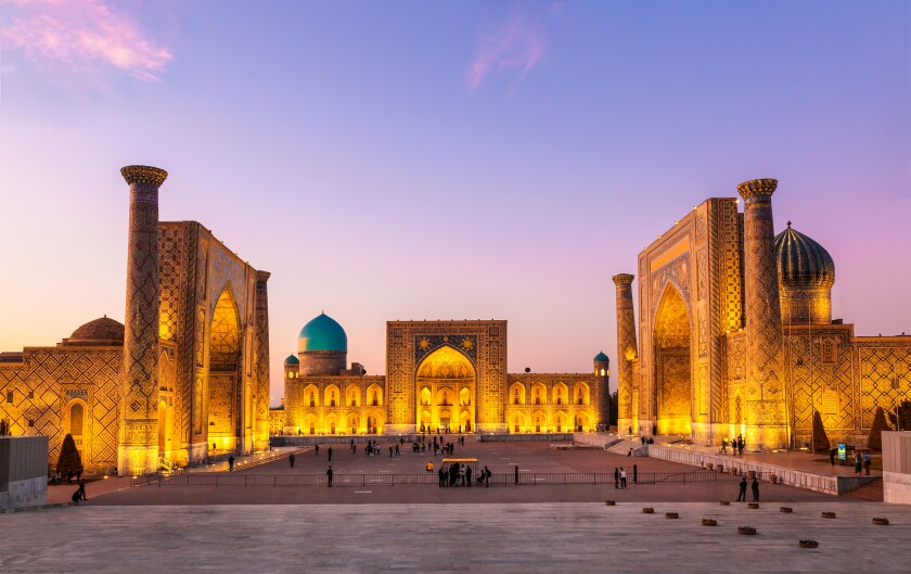 View of Registan square in Samarkand - the main square with Ulug