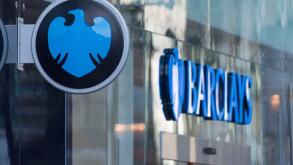 Barclays bank sign logo.