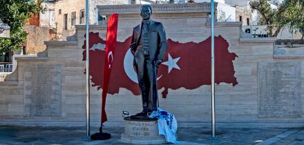 A statue of Ataturk, the founder of the modern Turkish State in Bodrum, Turkiye
