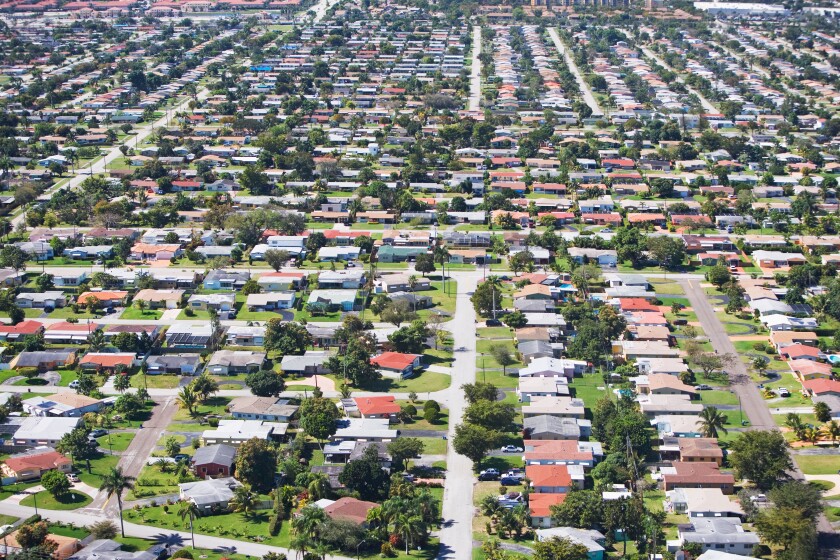 Aerial view of residential area, Florida, United States