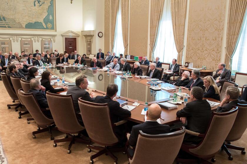 April 26, 2016 - Washington, DC, United States of America - U.S. Federal Reserve governors during the Federal Open Market Committee meeting April 26, 2016 in Washington, DC. (Credit Image: © Britt Leckman/Planet Pix via ZUMA Wire)