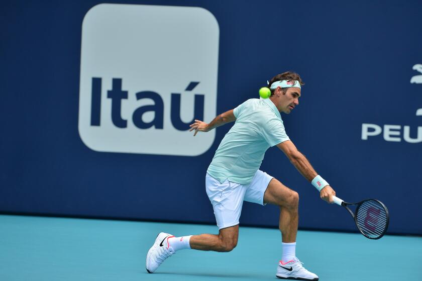 Miami Open 2019 day 14 men's final match presented by Itau at Hard Rock Stadium  Featuring: Roger Federer Where: Miami Gardens, Florida, United States When: 31 Mar 2019 Credit: Johnny Louis/WENN.com