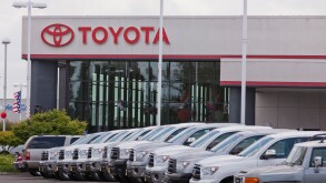 Toyota truck dealership sales lot - California USA