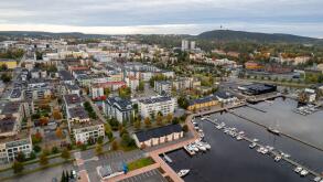 Aerial drone scenery of Kuopio city in Eastern finland. Norrthern Savonia