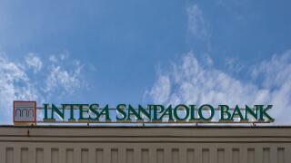Intesa Sanpaolo Bank sign logo
