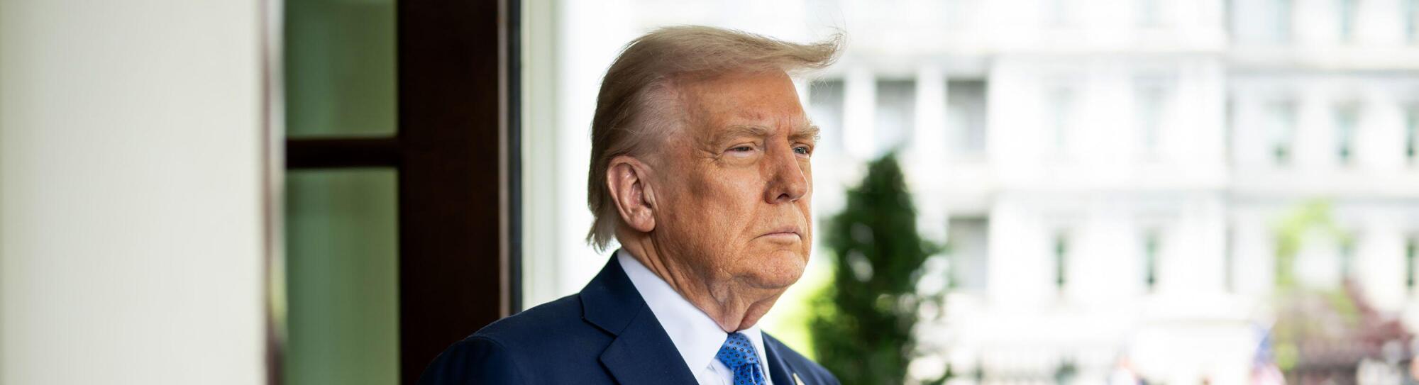 President Donald Trump greets Prime Minister Gahr Store of Norway, Thursday, April 24, 2025, at the West Wing Lobby of the White House.