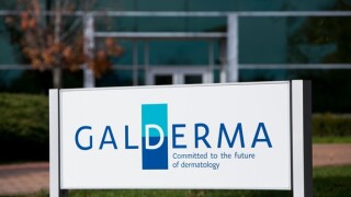 A logo sign outside of a facility occupied by Galderma in Cranbury, New Jersey on November 6, 2016.