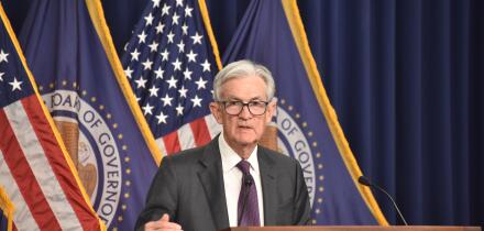 Washington, USA.19th March 2025.
U.S. Federal Reserve Chairman Jerome Powell delivers remarks at a news conference following a Federal Open Market Committee (FOMC) meeting at the Federal Reserve on March 19, 2025 in Washington, DC.
Credit: Sha Hanting/Chi
