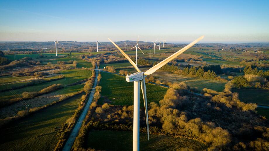 EDP Renewables windmills on the site of Guerharo in La Chapelle Neuve (Brittany, north western France)