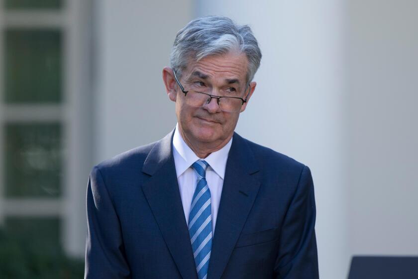 President of the United States Donald J. Trump's nominee for United States Federal Reserve Chairman Jerome Powell looks on as President Trump speaks with reporters in the Rose Garden at the White House in Washington, DC on November 2nd, 2017. Credit: Alex