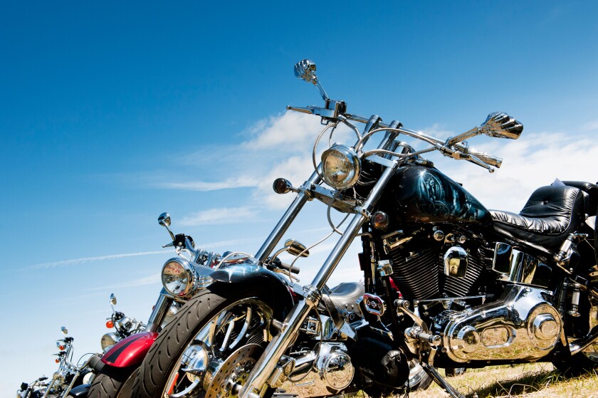 Custom Harley Davidson motorcycle at a bike show in England