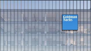 New York, NY, USA. May 2, 2022. Editorial Use Only, 3D CGI. Goldman Sachs Signage Logo on Top of Glass Building. Workplace of Investment Banking Compa