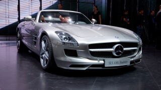 New Mercedes Benz Roadster SLS AMG on the IAA 2011 International Motor Show in Frankfurt am Main, Germany