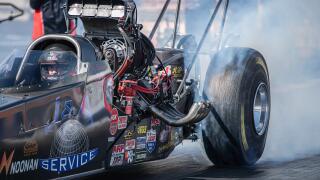Pomona, United States. 02nd Apr, 2023. AJ Services and team warm the tires up before the Pro stock division in the last round of eliminations. Professional Drag racers nationwide rally together to compete at the Lucas Oil NHRA Winternationals held at the