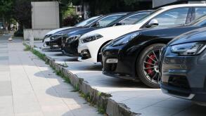 Istanbul, Turkey - July 19, 2020 : German cars 2020 and 2019 models are showing together in a car gallery at outdoor for selling.