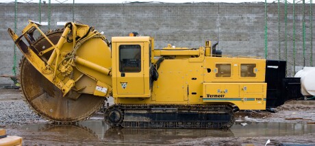 Vermeer Trenching machine on construction site.
